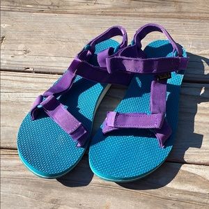 TEVA strappy sandals blue and purple